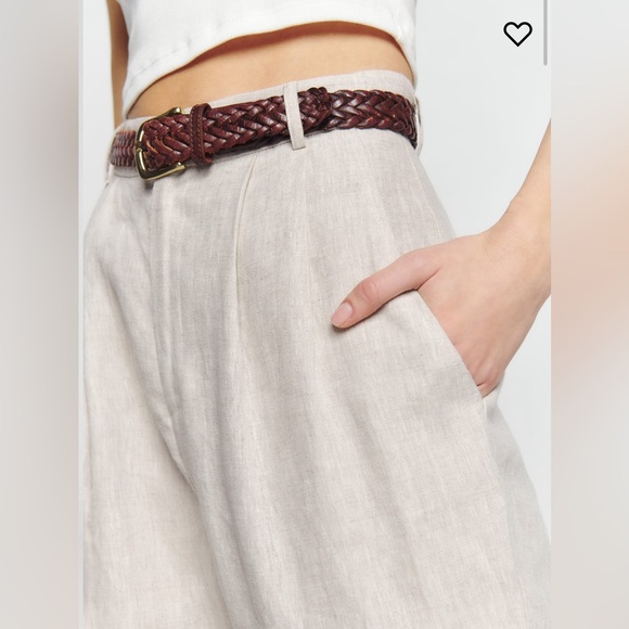 NWT Reformation Petites Mason Linen Pant in Oatmeal Size 6 6P - Picture 5 of 8